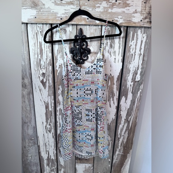 Pretty Garbage Geo Print Ruched Mini Dress size Small NWT Side zipper, Lined - Picture 7 of 9